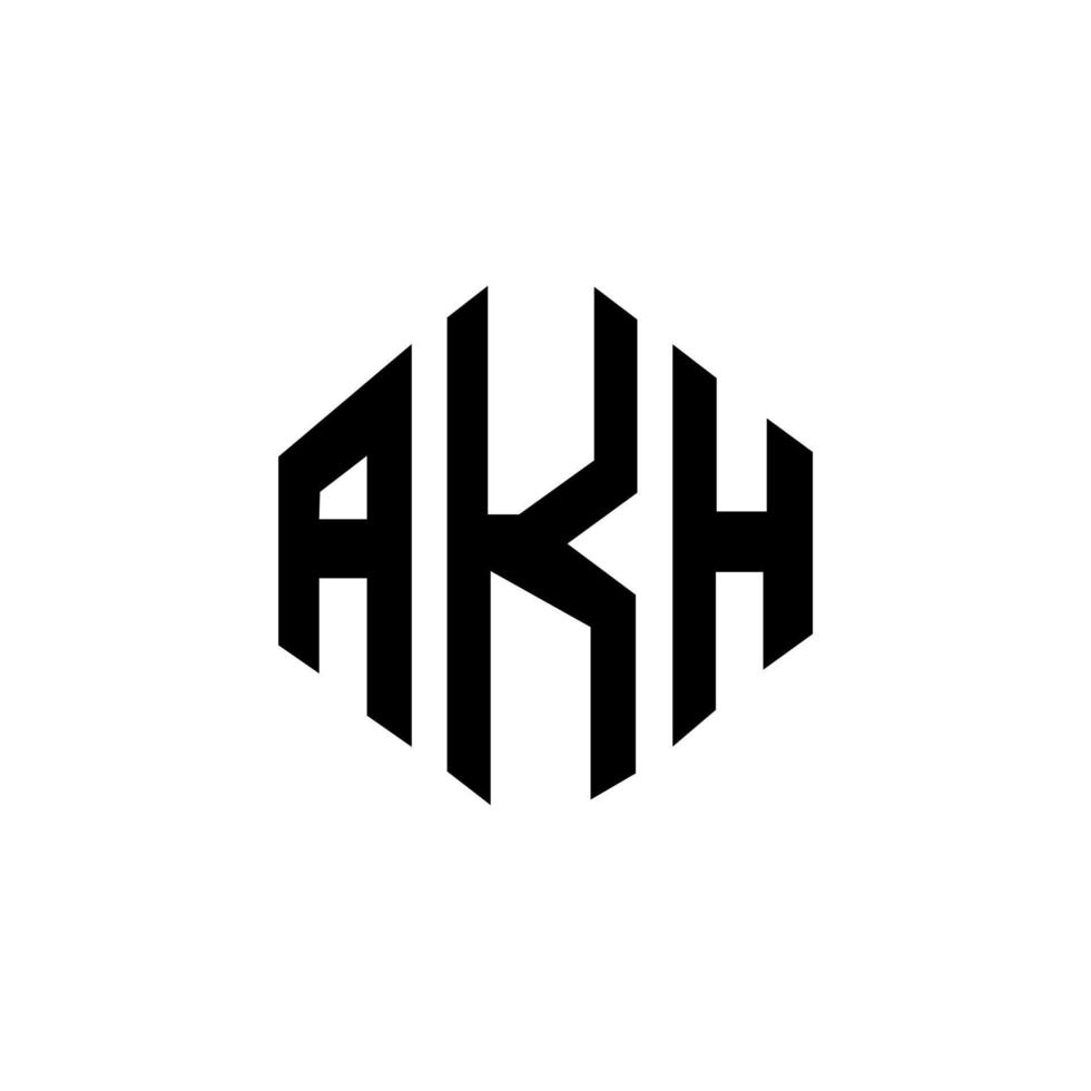 AKH letter logo design with polygon shape. AKH polygon and cube shape logo design. AKH hexagon vector logo template white and black colors. AKH monogram, business and real estate logo.