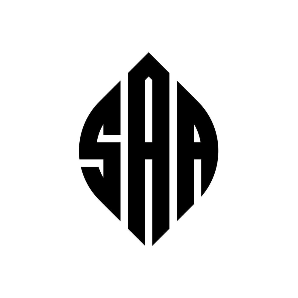 SAA circle letter logo design with circle and ellipse shape. SAA ellipse letters with typographic style. The three initials form a circle logo. SAA Circle Emblem Abstract Monogram Letter Mark Vector. vector