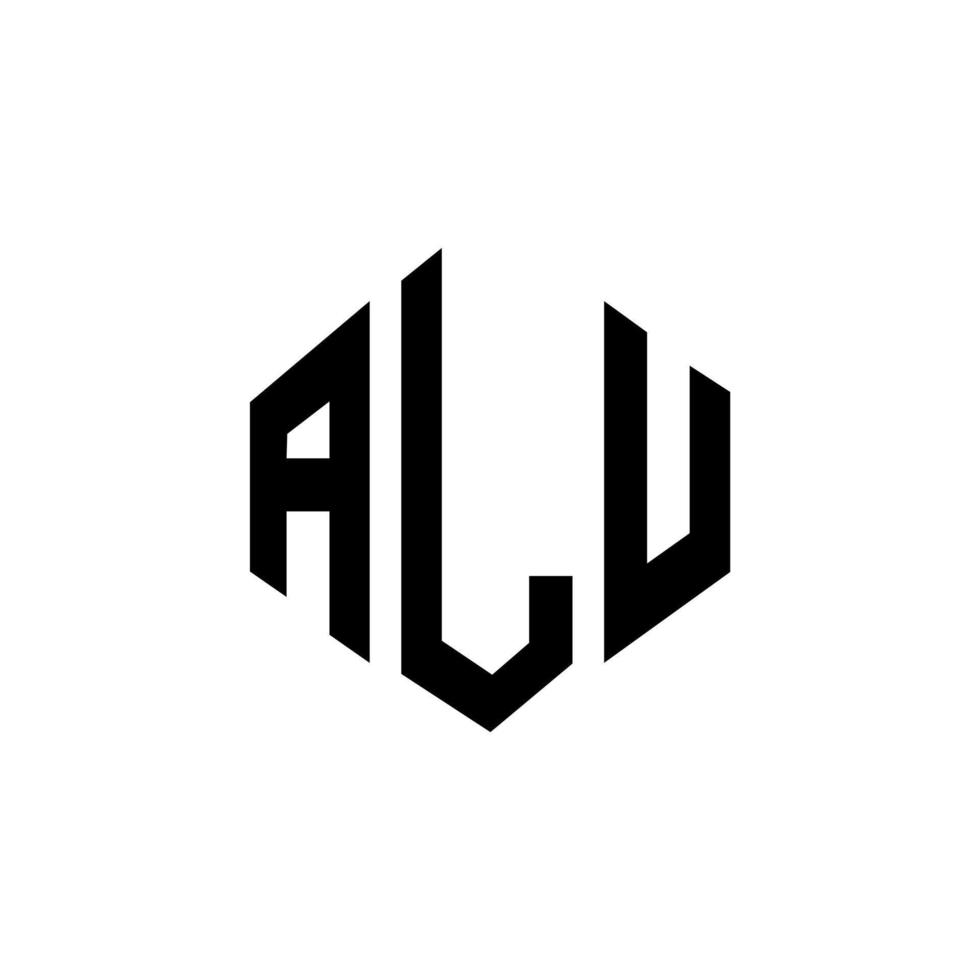 diseño de logotipo de letra alu con forma de polígono. alu polígono y diseño de logotipo en forma de cubo. plantilla de logotipo vectorial hexagonal alu colores blanco y negro. monograma alu, logotipo comercial y inmobiliario. vector