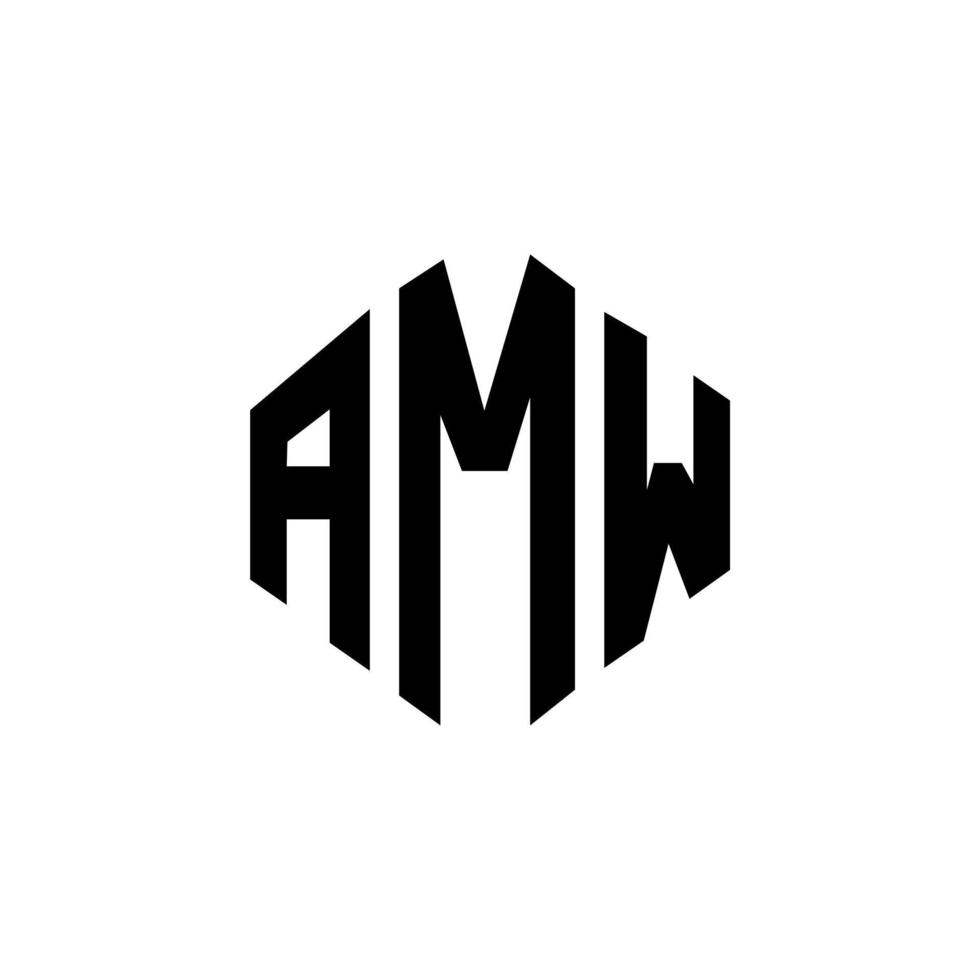AMW letter logo design with polygon shape. AMW polygon and cube shape logo design. AMW hexagon vector logo template white and black colors. AMW monogram, business and real estate logo.