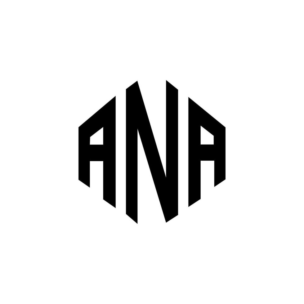 ANA letter logo design with polygon shape. ANA polygon and cube shape logo design. ANA hexagon vector logo template white and black colors. ANA monogram, business and real estate logo.