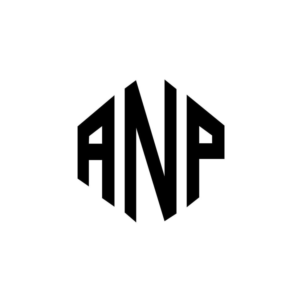 ANP letter logo design with polygon shape. ANP polygon and cube shape logo design. ANP hexagon vector logo template white and black colors. ANP monogram, business and real estate logo.