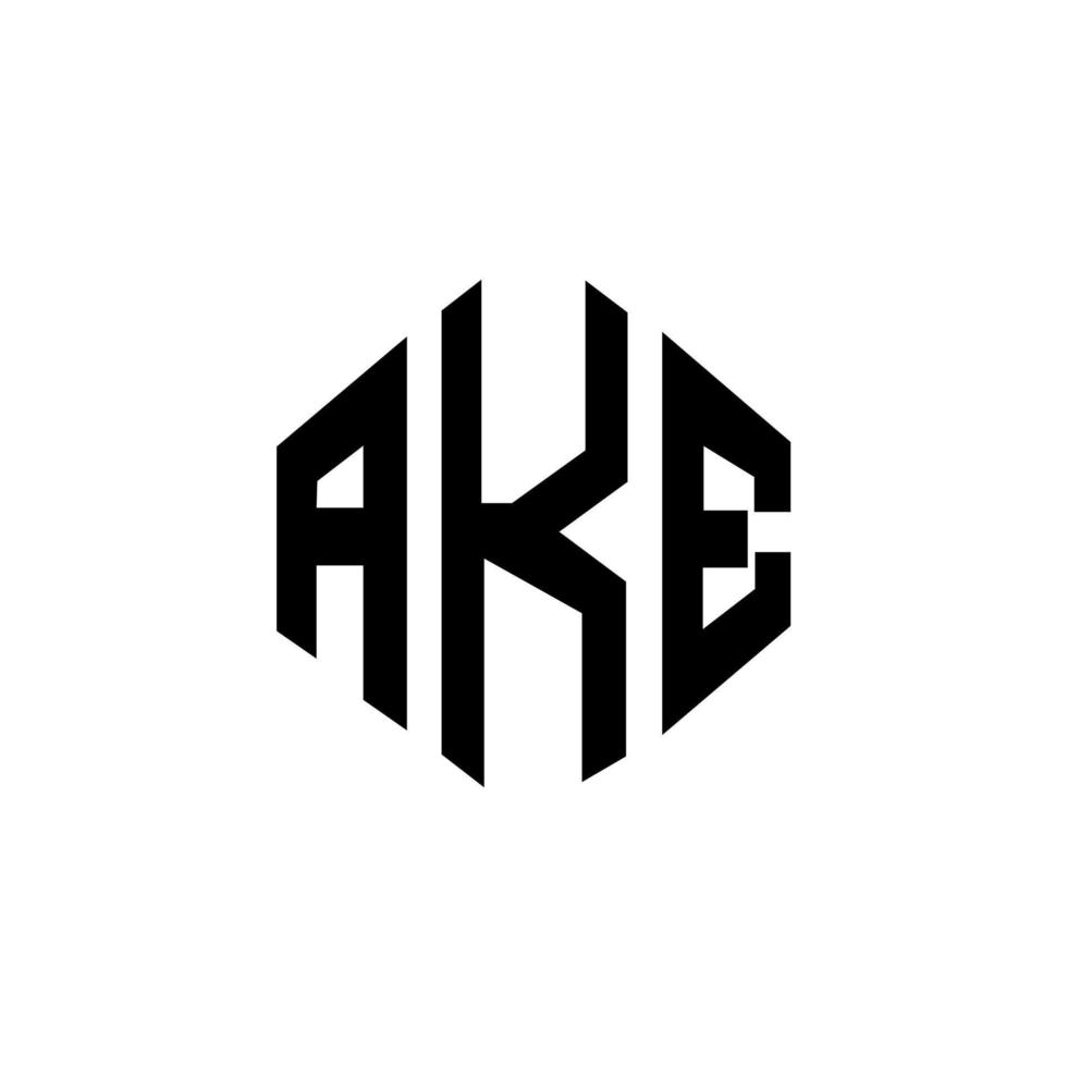 ake diseño de logotipo de letra con forma de polígono. ake diseño de logotipo en forma de polígono y cubo. ake hexágono vector logo plantilla colores blanco y negro. haga el monograma, el negocio y el logotipo inmobiliario.