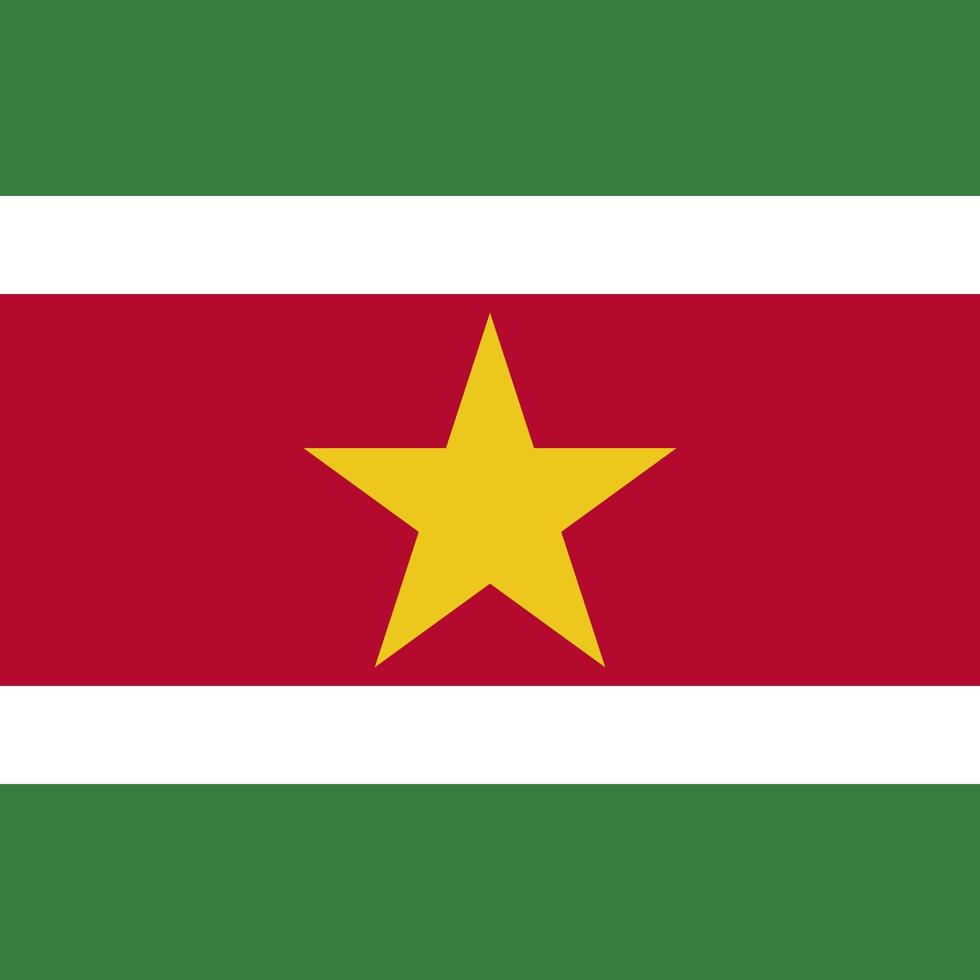 Suriname flag, official colors. Vector illustration.