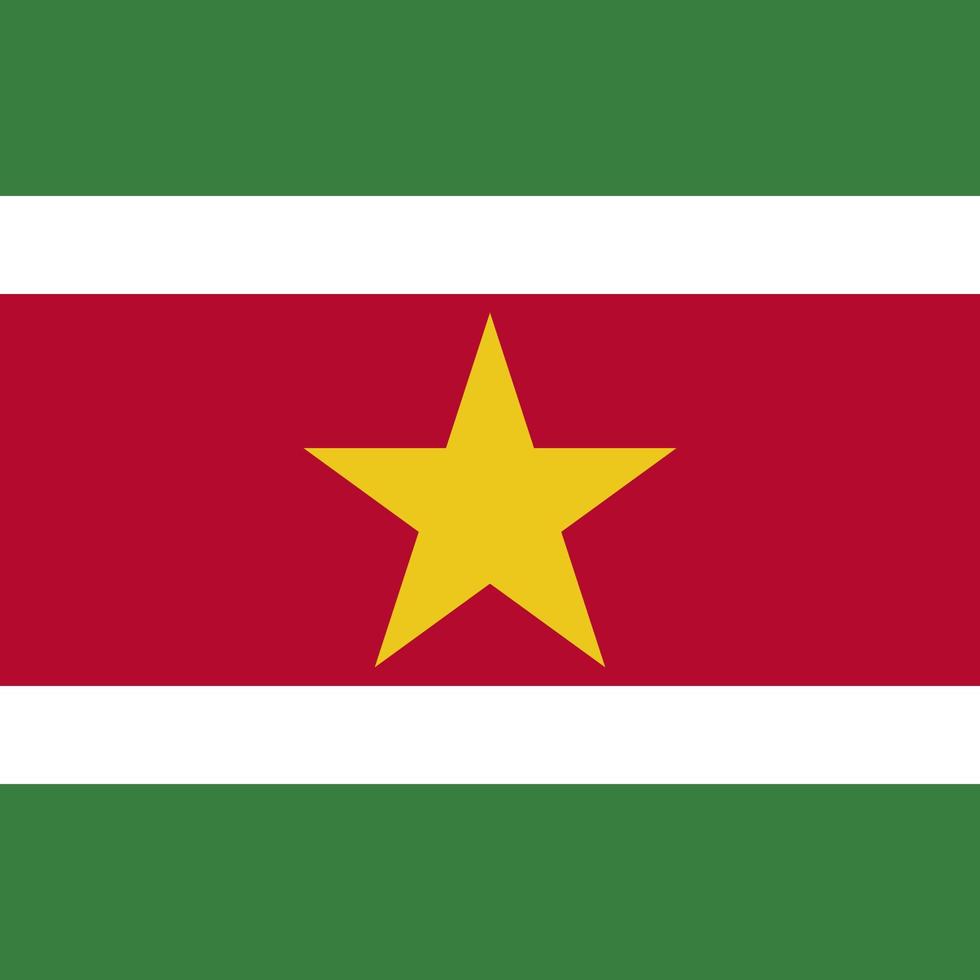 Suriname flag, official colors. Vector illustration.