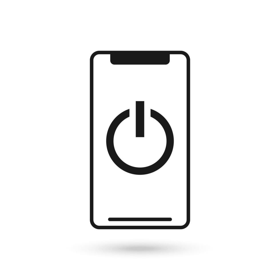 Mobile phone flat design icon with power on off icon vector