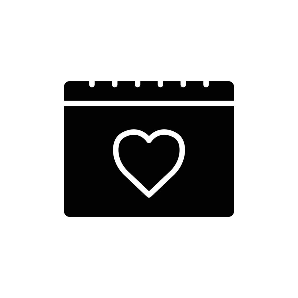 Calendar icon with heart. Icon related to wedding. Solid icon style, glyph. Simple design editable vector