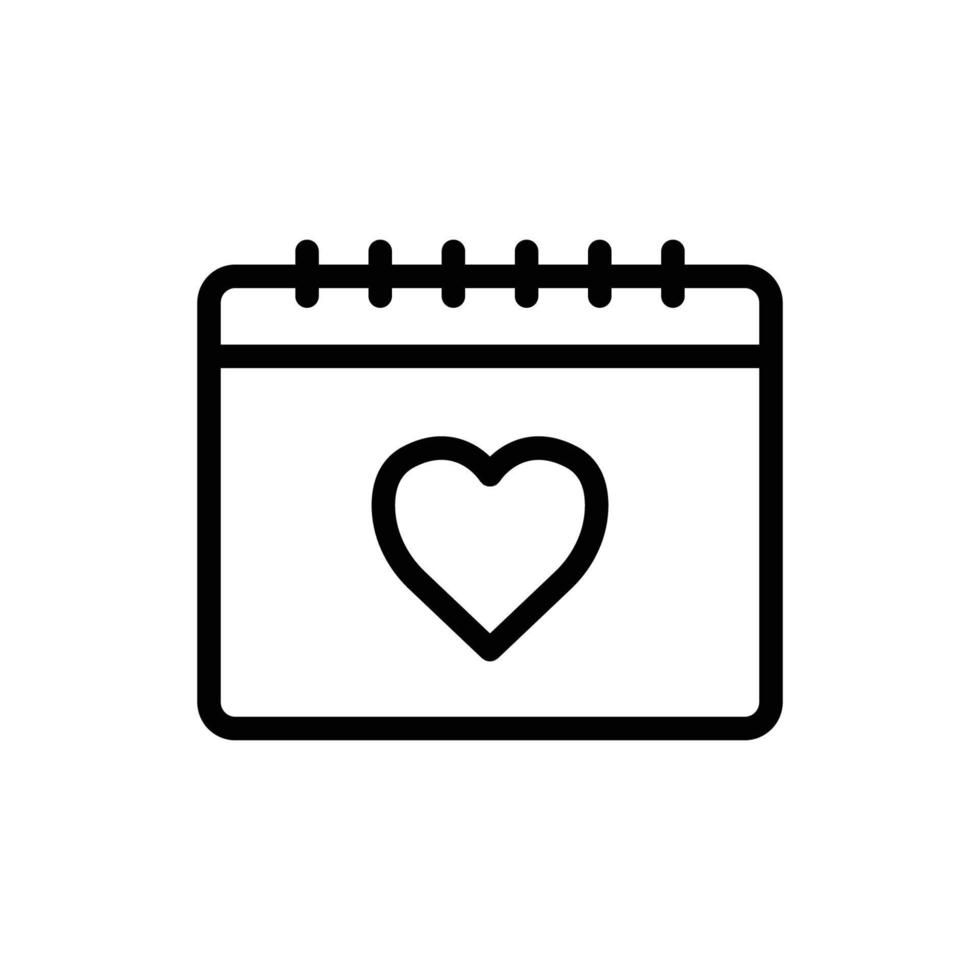 icono de calendario con corazón. icono relacionado con la boda. estilo de icono de línea. diseño simple editable vector