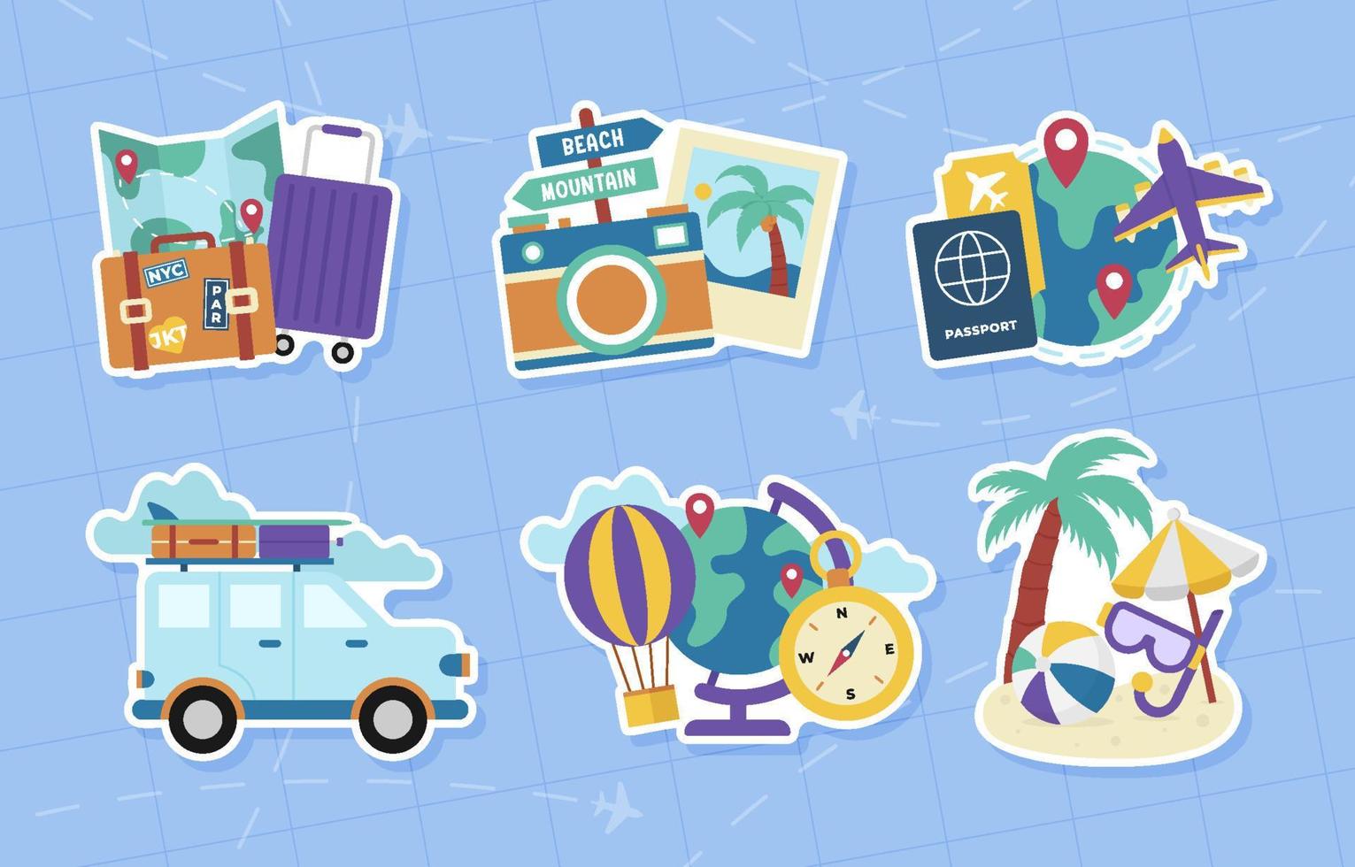 World Tourism Day Sticker Set vector