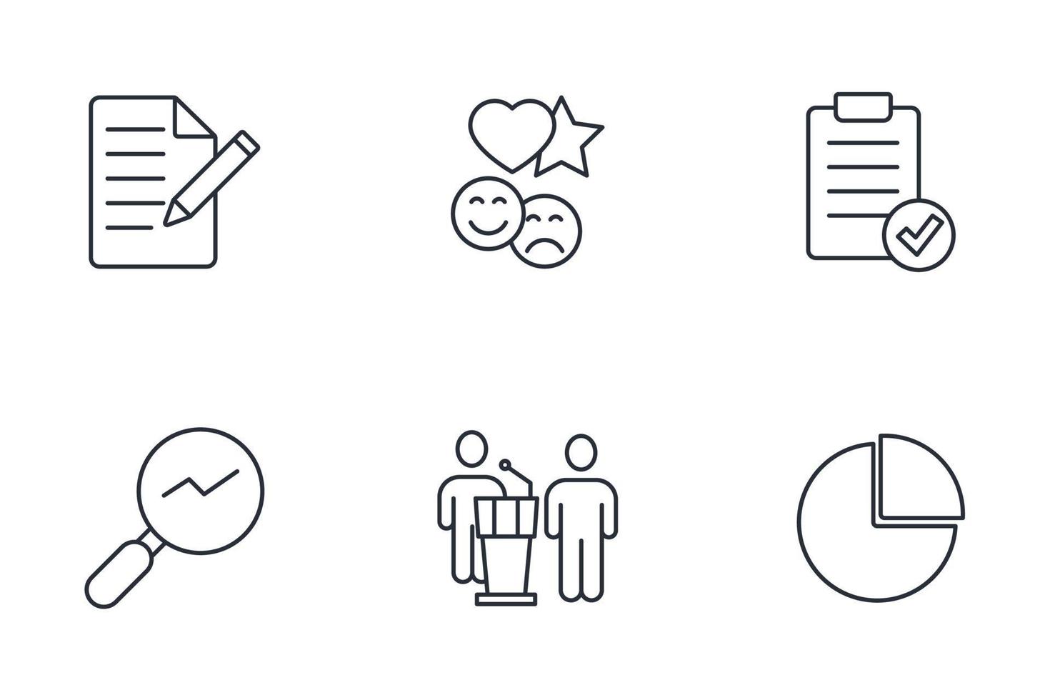 Customer satisfaction survey and questionnaire icons set . Customer satisfaction survey and questionnaire pack symbol vector elements for infographic web