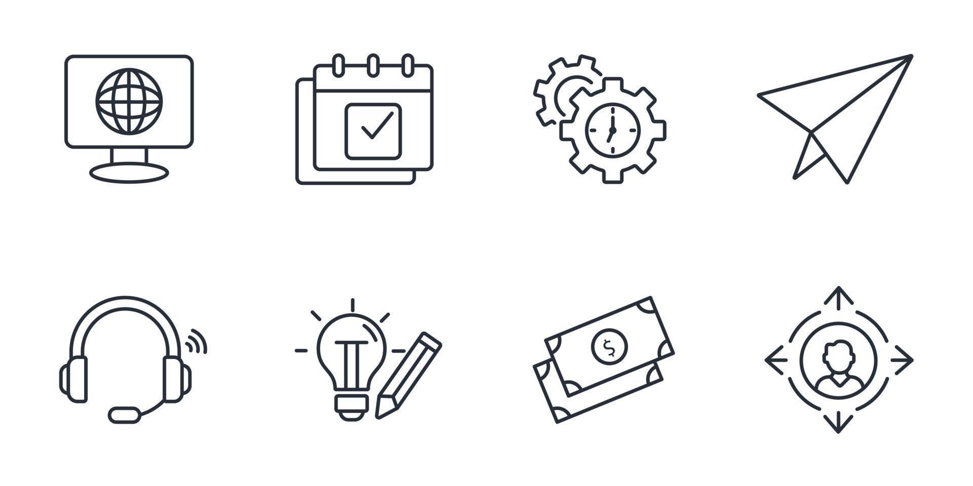 Freelance icons set . Freelance pack symbol vector elements for infographic web