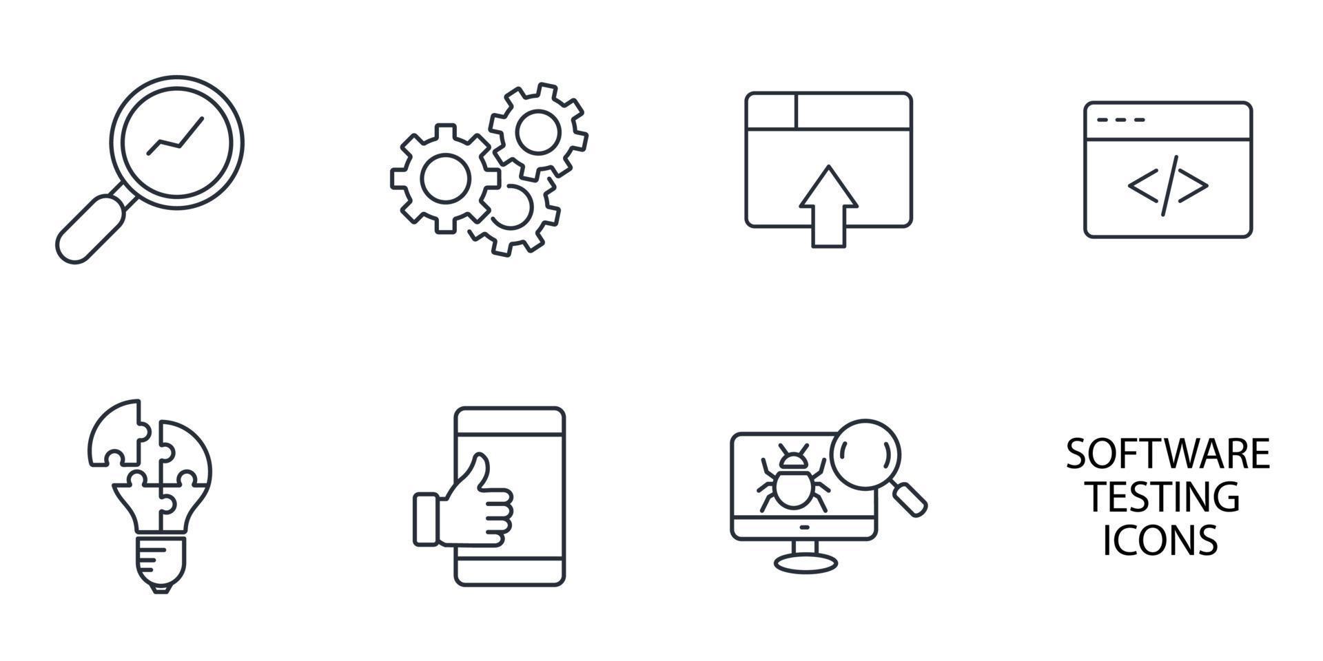 software testing icons set . software testing pack symbol vector ...