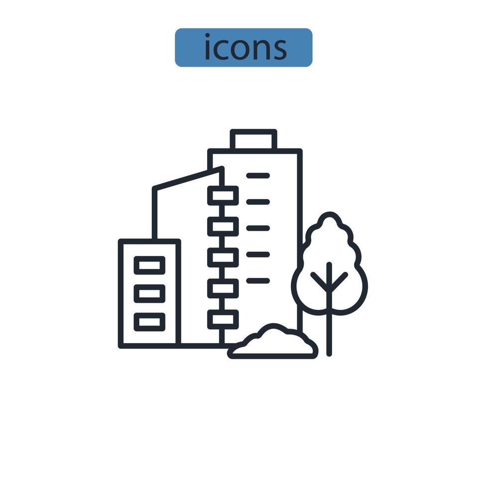 iconos de la ciudad símbolo elementos vectoriales para la web de infografía vector