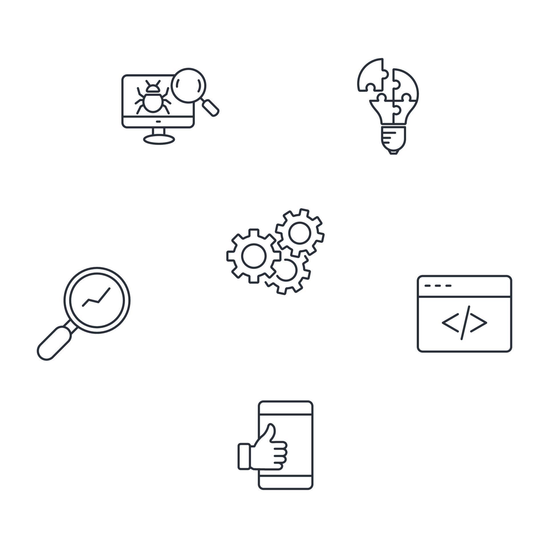 software testing icons set . software testing pack symbol vector ...