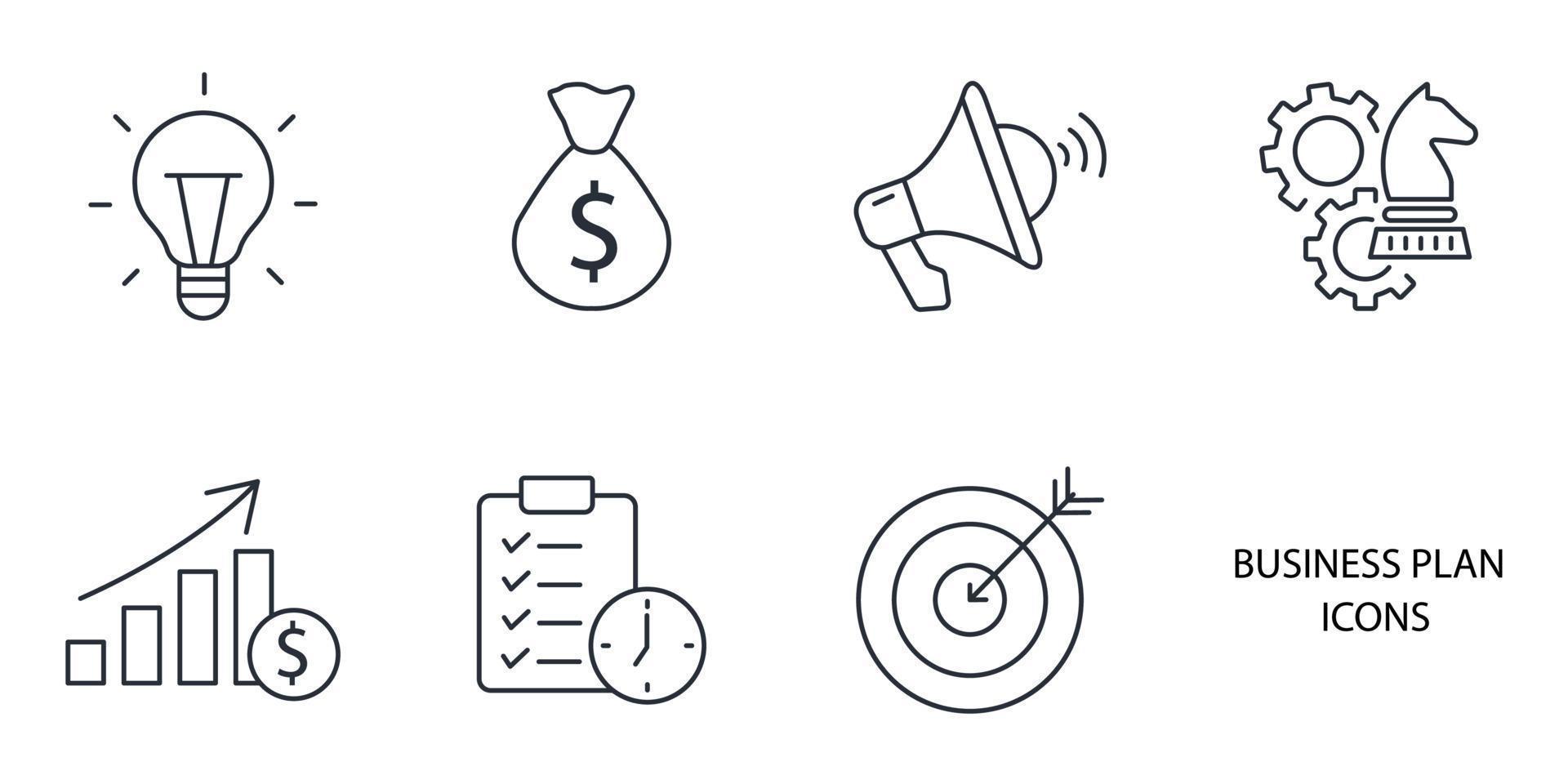 business plan icons set .  business plan pack symbol vector elements for infographic web