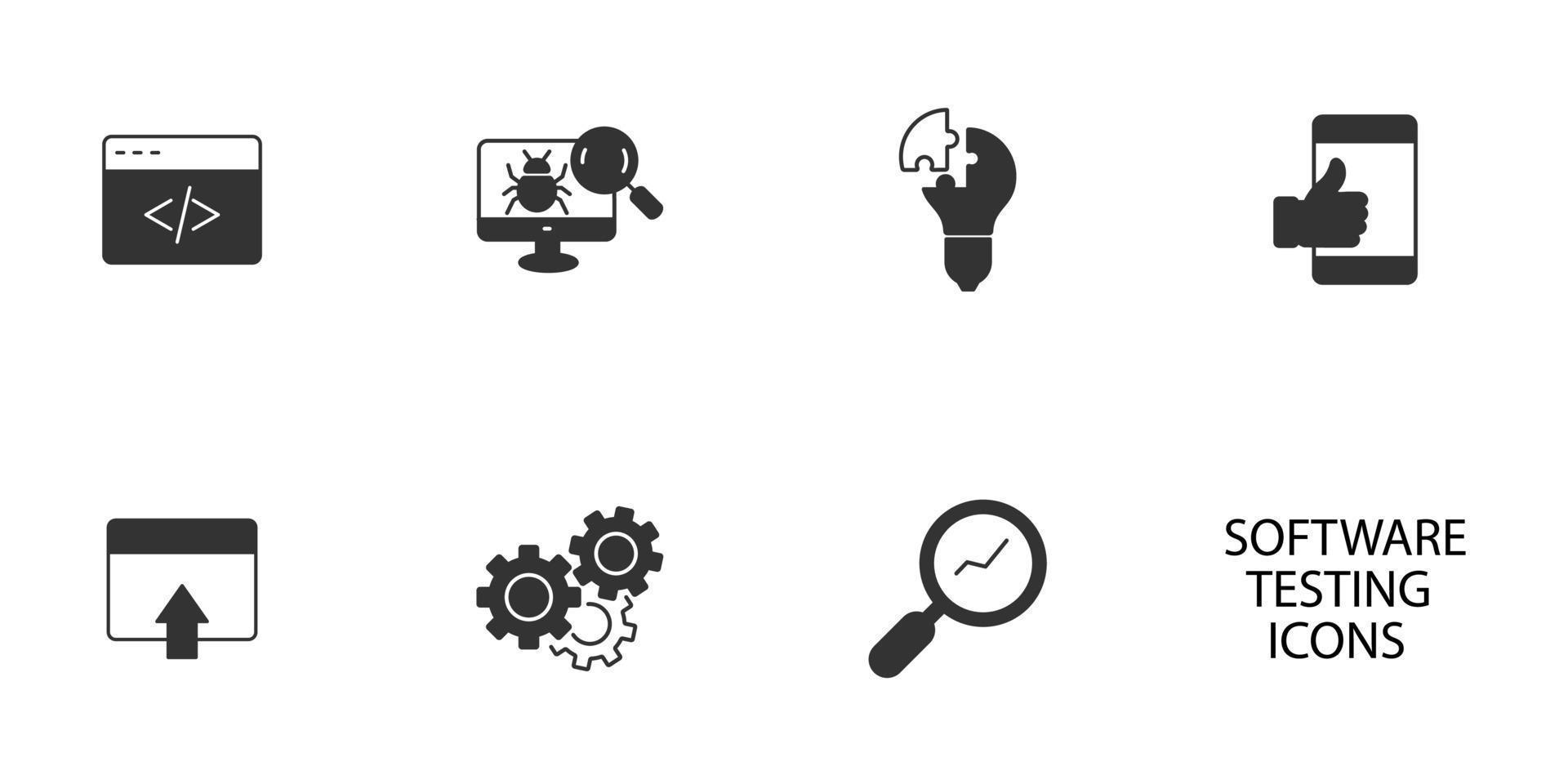 software testing icons set . software testing pack symbol vector elements for infographic web