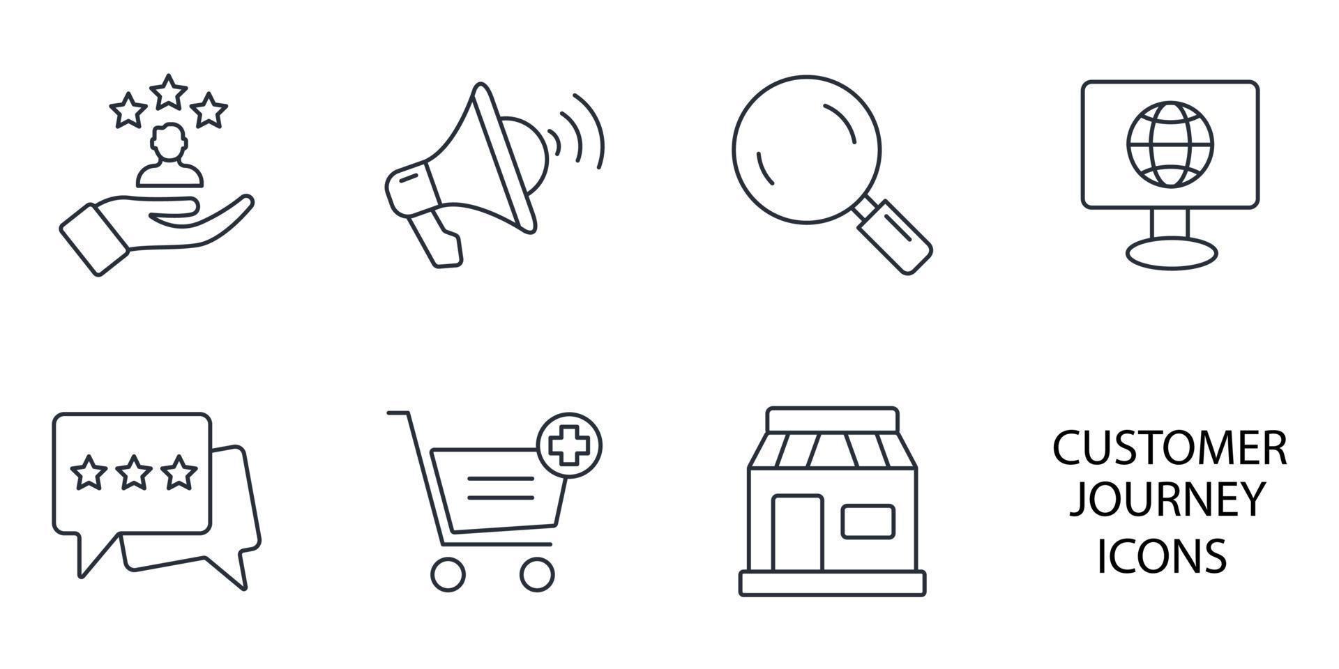 Customer journey icons set . Customer journey pack symbol vector elements for infographic web