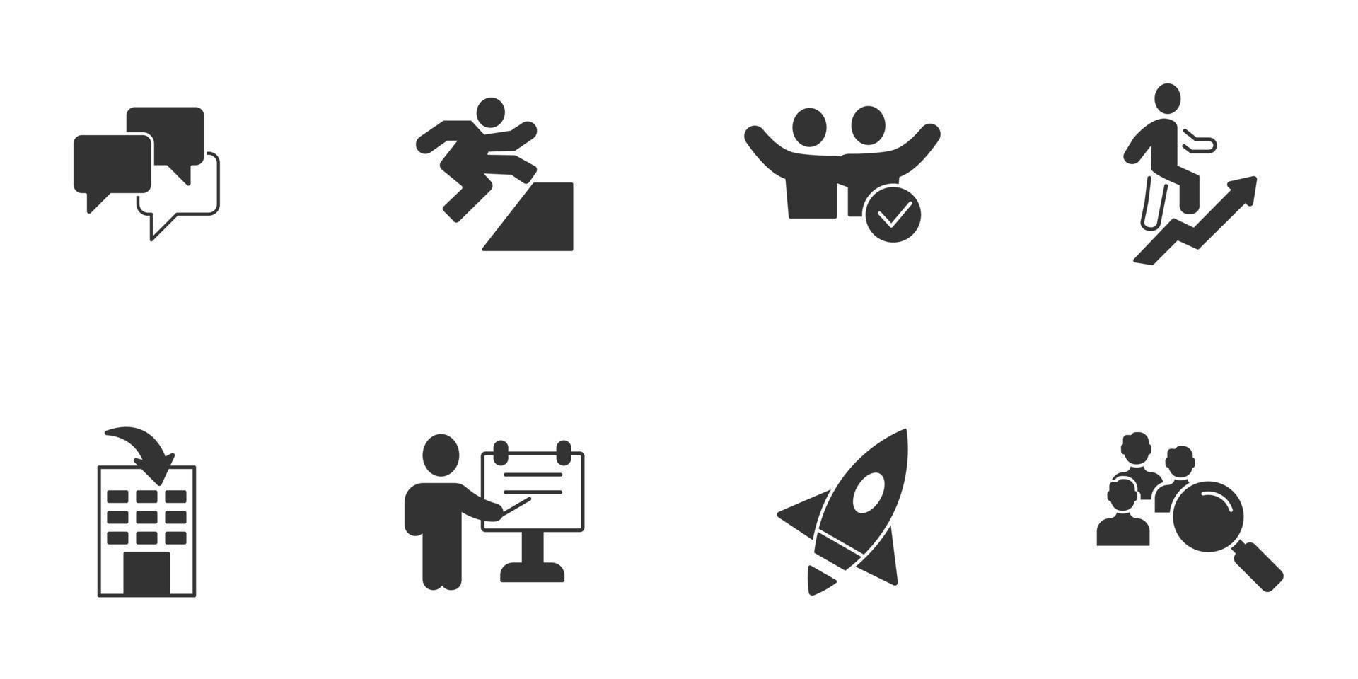 Training and development icons set . Training and development pack symbol vector elements for infographic web