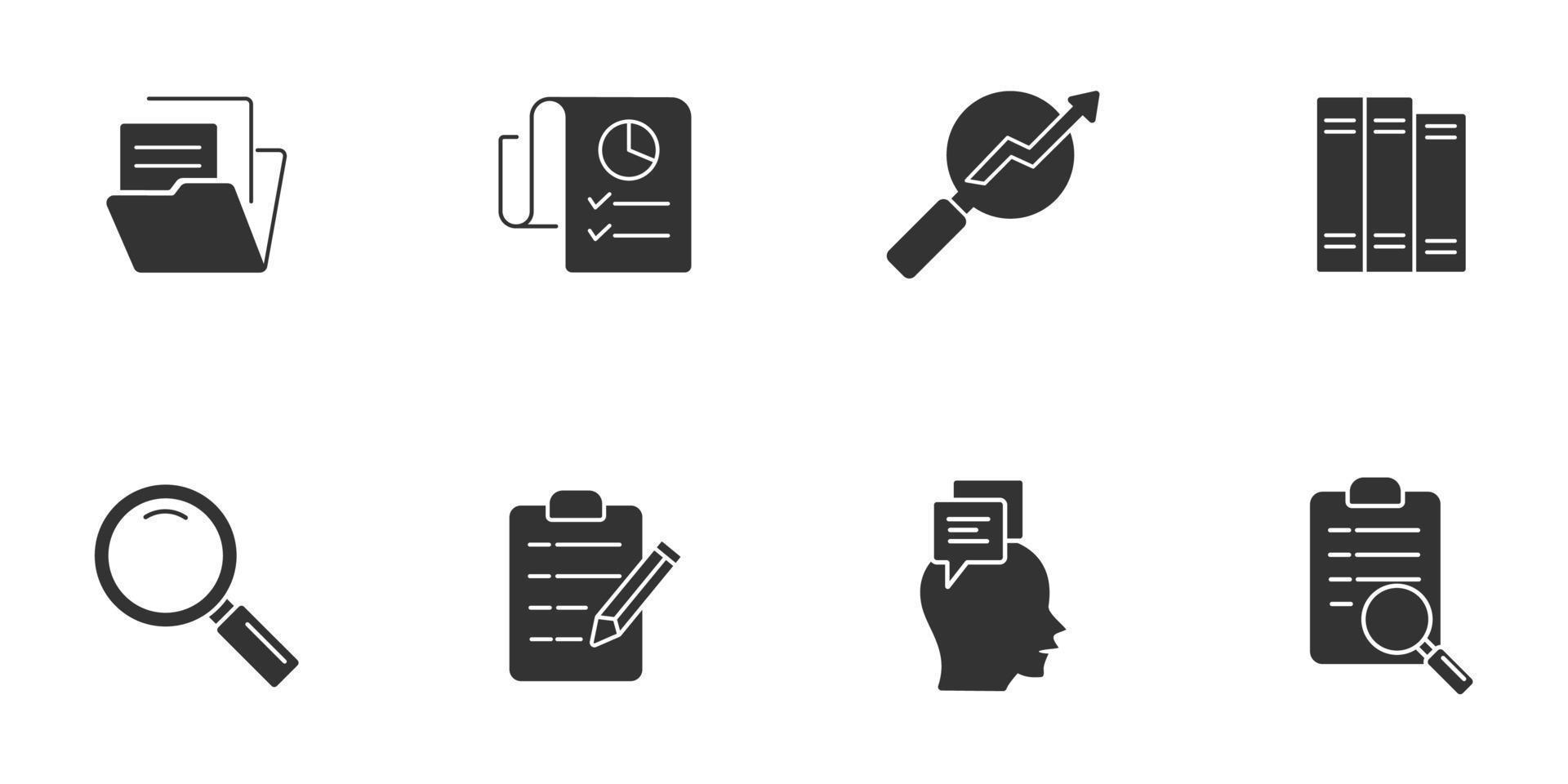 conjunto de iconos de estudio de caso. elementos de vector de símbolo de paquete de estudio de caso para web de infografía