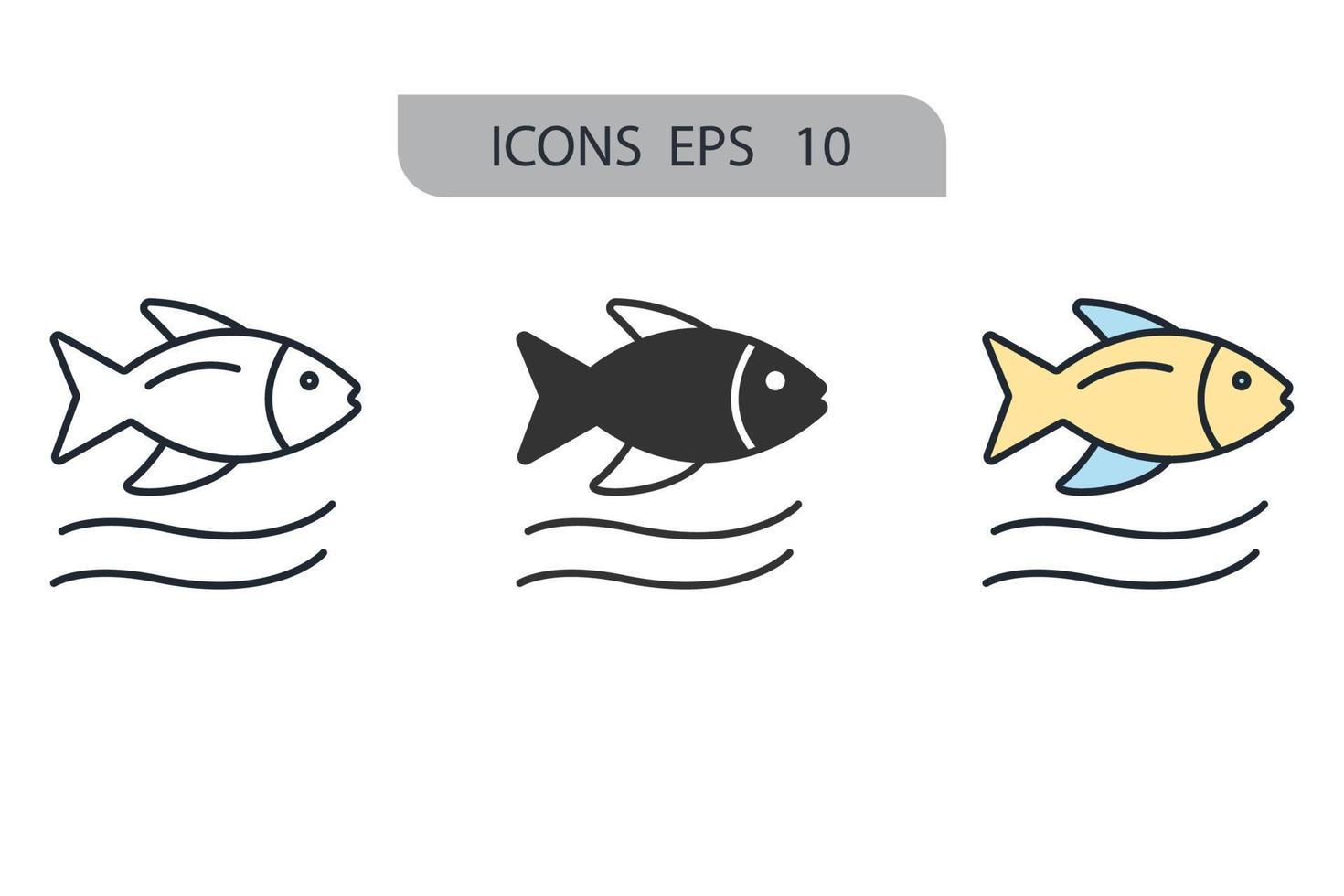 iconos de peces símbolo elementos vectoriales para web infográfico vector