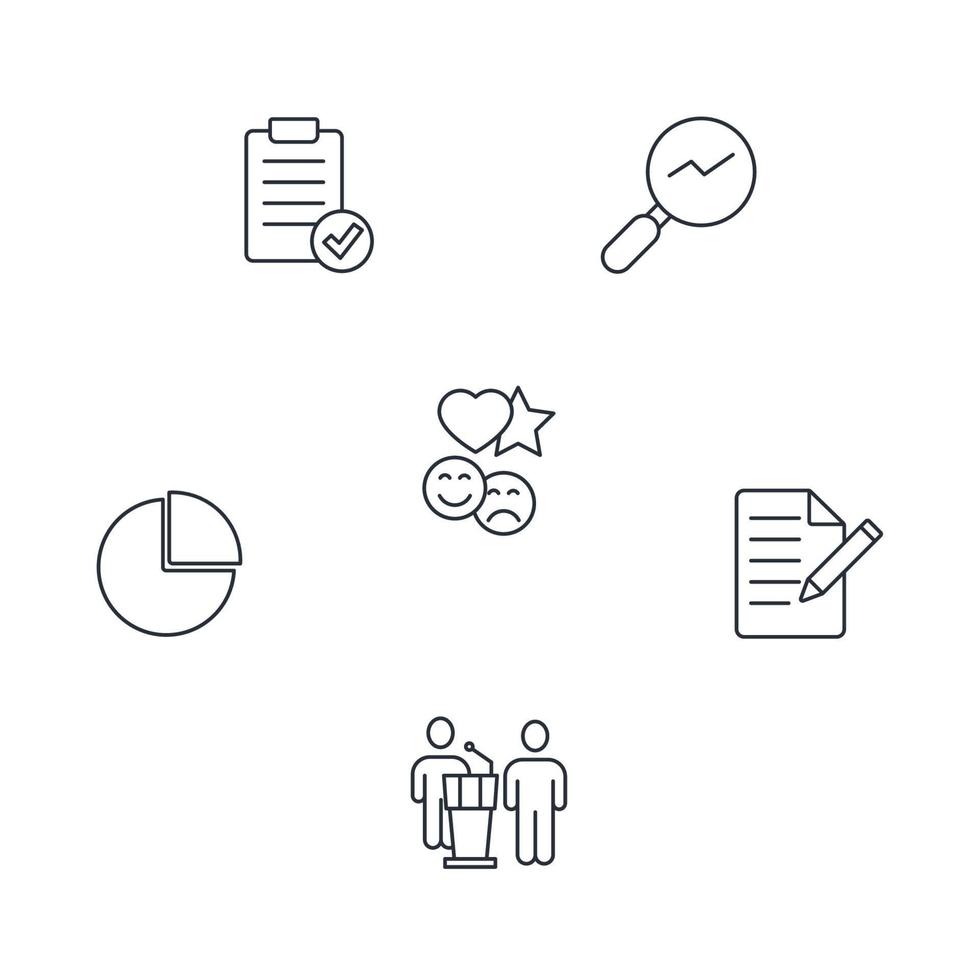 Customer satisfaction survey and questionnaire icons set . Customer satisfaction survey and questionnaire pack symbol vector elements for infographic web
