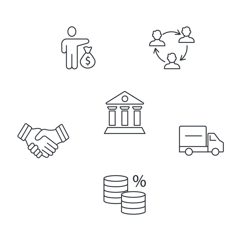 Relationship of Stakeholders icons set . Relationship of Stakeholders pack symbol vector elements for infographic web