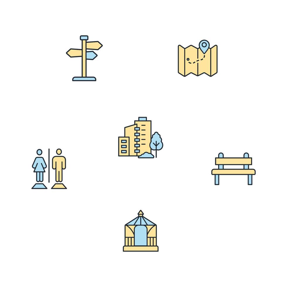 conjunto de iconos de parque de la ciudad. elementos de vector de símbolo de paquete de parque de la ciudad para web de infografía