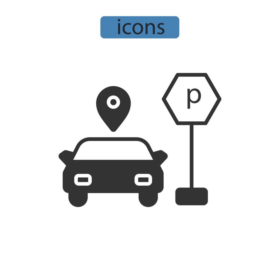 Parking icons  symbol vector elements for infographic web