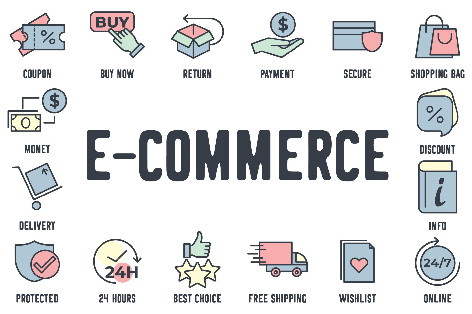 E-commerce set icon symbol template for graphic and web design ...