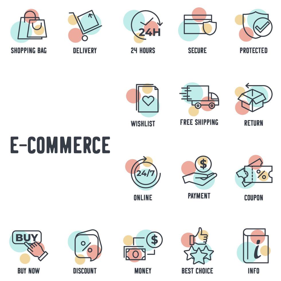 E-commerce set icon symbol template for graphic and web design collection logo vector illustration