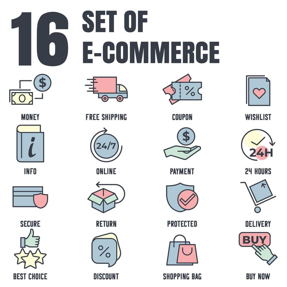 E-commerce set icon symbol template for graphic and web design collection logo vector illustration