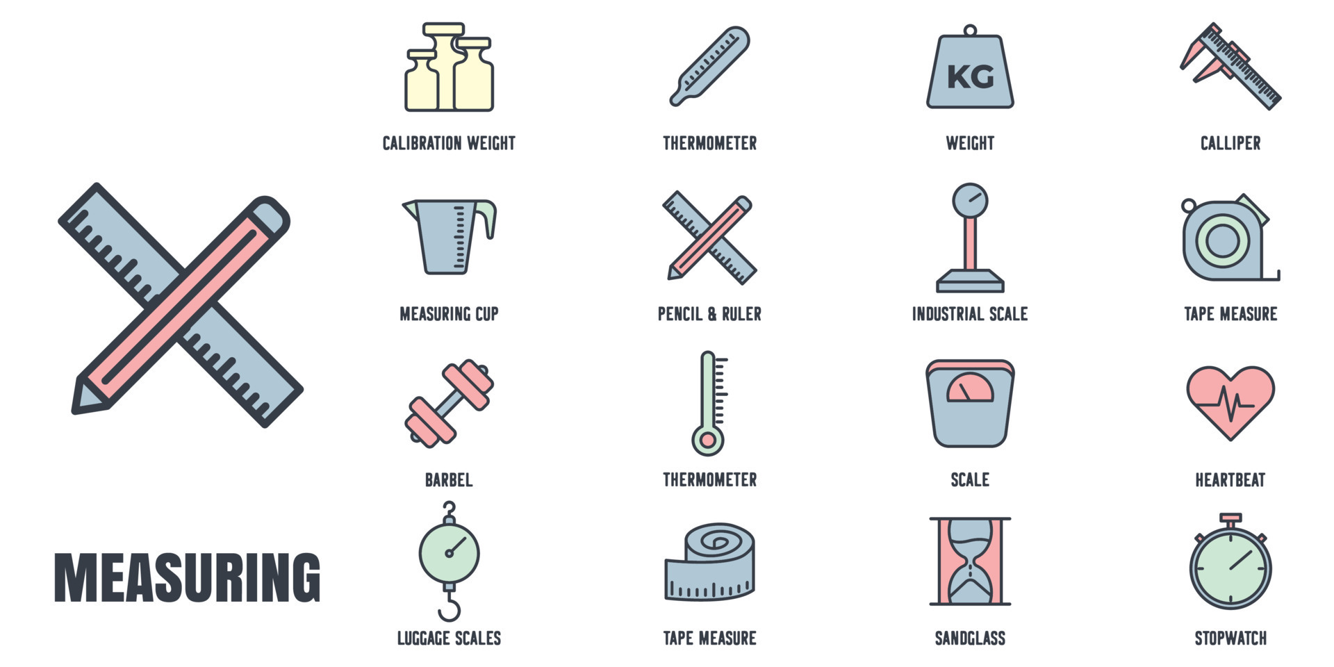 Measuring set icon symbol template for graphic and web design