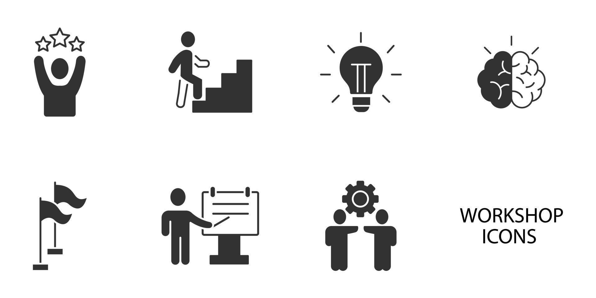 conjunto de iconos de taller. elementos de vector de símbolo de paquete de taller para web de infografía