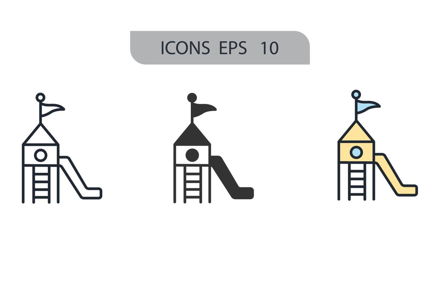 Los iconos del patio de recreo simbolizan los elementos vectoriales para la web infográfica. vector