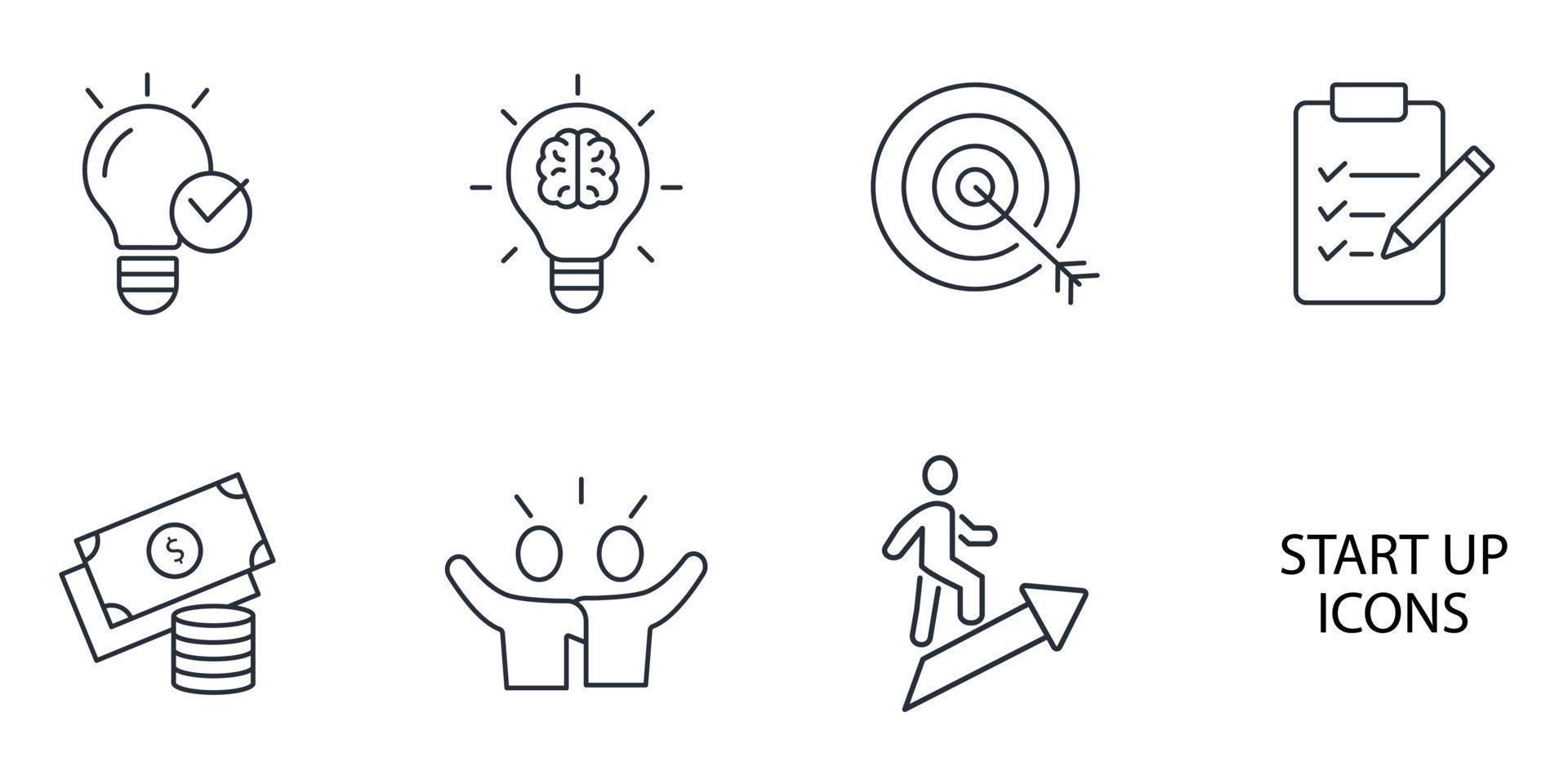 Start up icons set . Start up pack symbol vector elements for infographic web