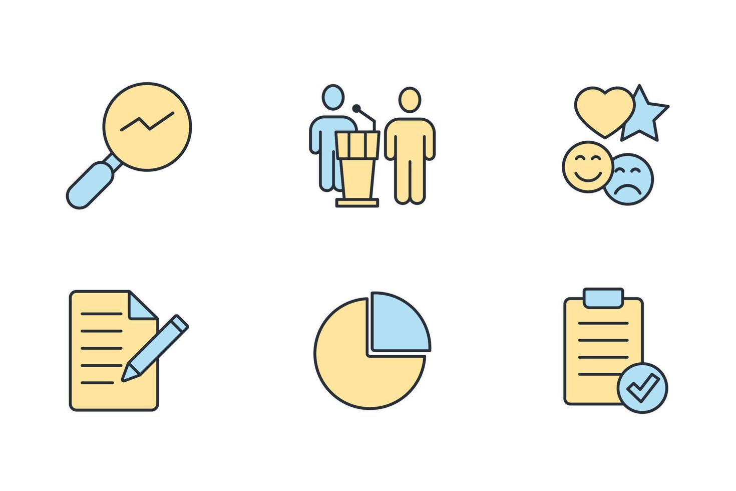 Customer satisfaction survey and questionnaire icons set . Customer satisfaction survey and questionnaire pack symbol vector elements for infographic web