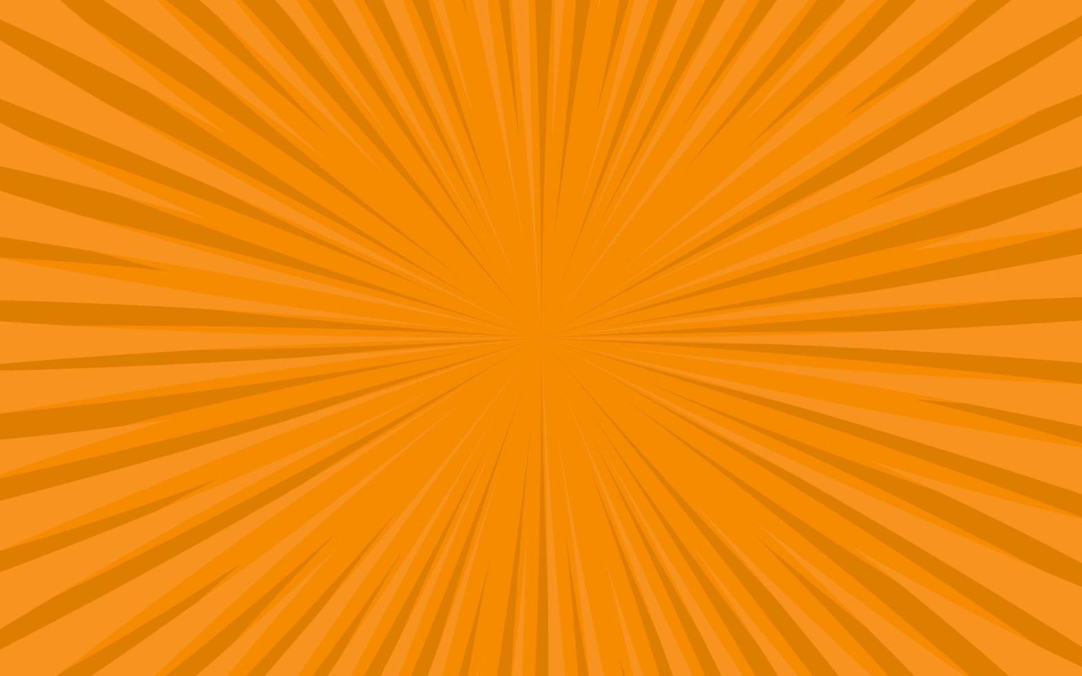 rayos de sol estilo retro vintage sobre fondo naranja, fondo de patrón cómico de rayos de sol. rayos ilustración de vector de banner de verano