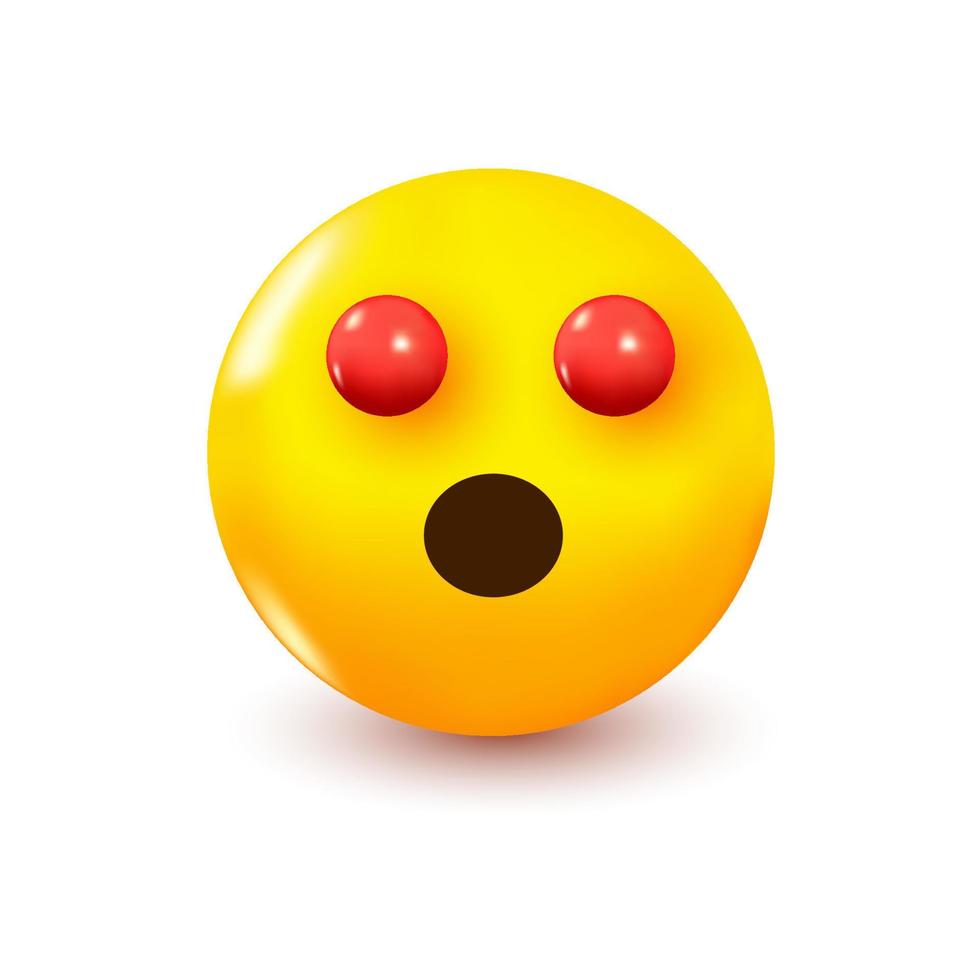 Shocked face vector. Yellow face thinking on white background. Popular chat elements.Wondering emoticon.Shocked face. Realistic 3d design. Vector illustration