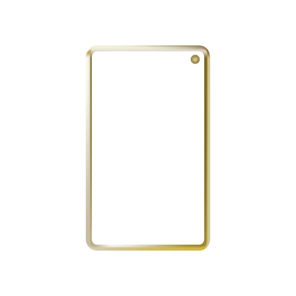 Golden square frame, golden geometric 3d objects isolated on white background. Smartphone, Mockup. Vector illustration