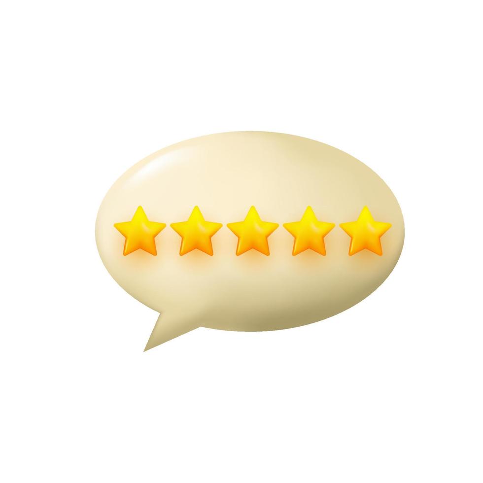 Message notification icon. Cloud new message realistic 3d design. Dialog, Chat speech bubble with a stars. Vector illustration