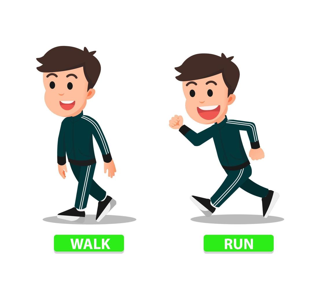 Boy who is walking and running in training clothes vector