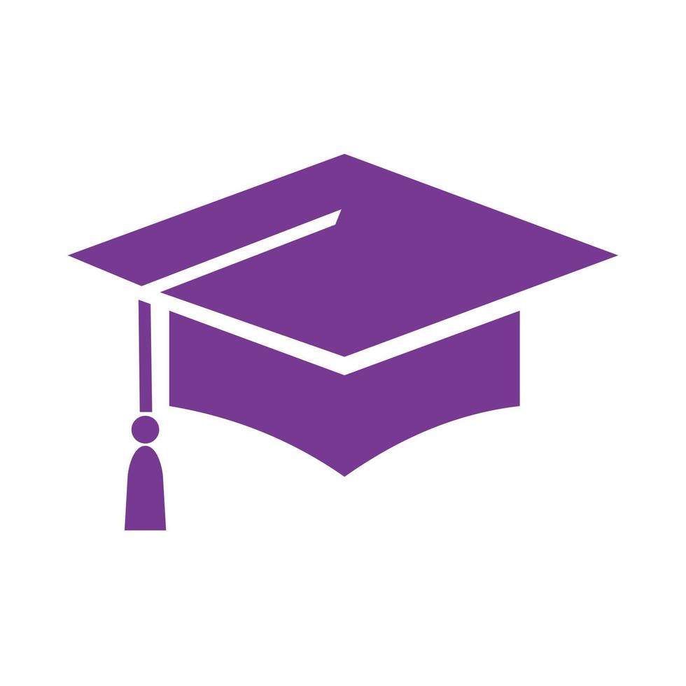 silueta de un gorro de graduación morado. diseño de iconos planos editables en formato eps10. simple, único, elegante y lindo. base de símbolos vectoriales de elementos de diseño vector