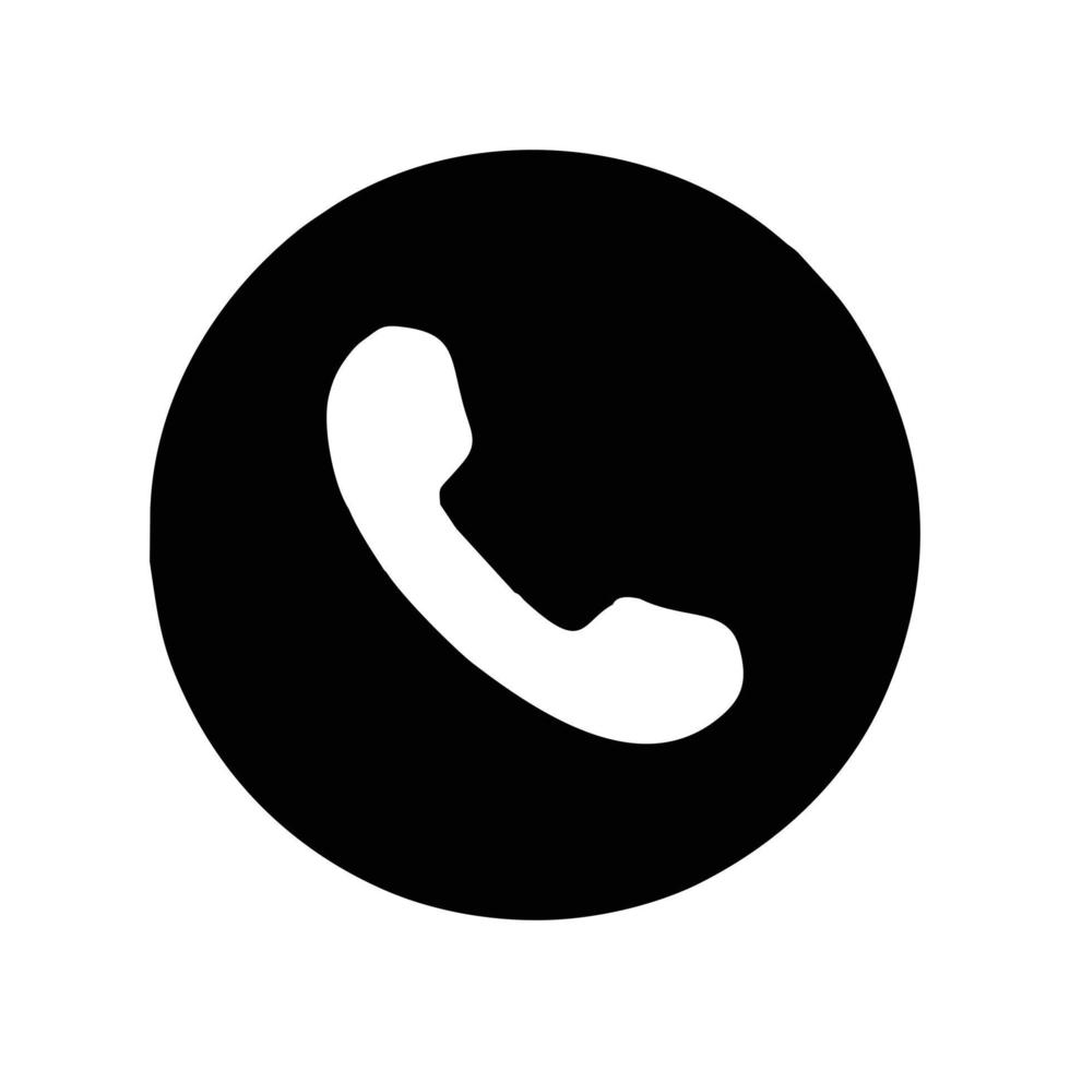 Phone call vector icon. Style is one color flat round symbol, black color, rounded corners, white background. Editable vector icons in EPS10 format.
