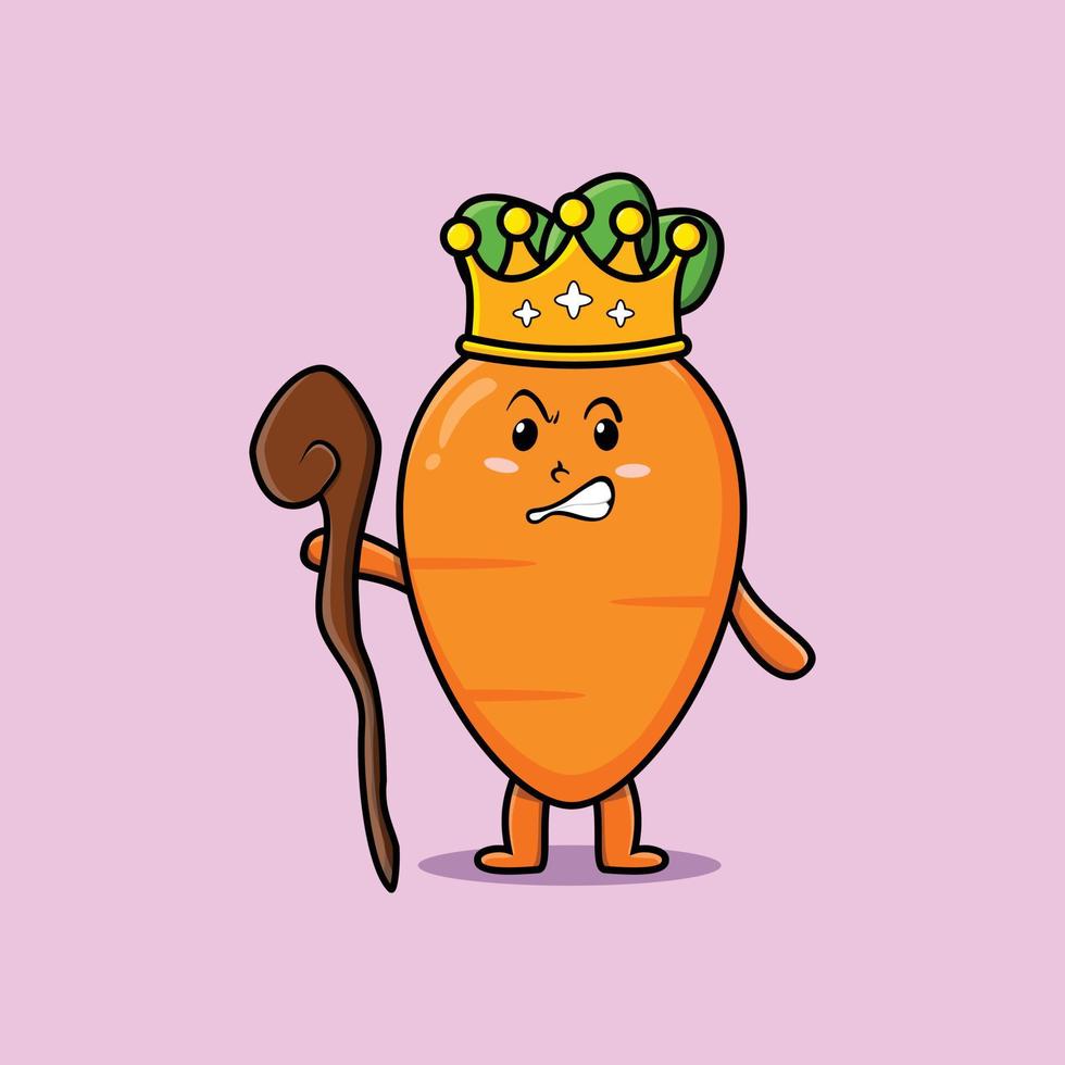 linda mascota de zanahoria de dibujos animados como rey sabio vector