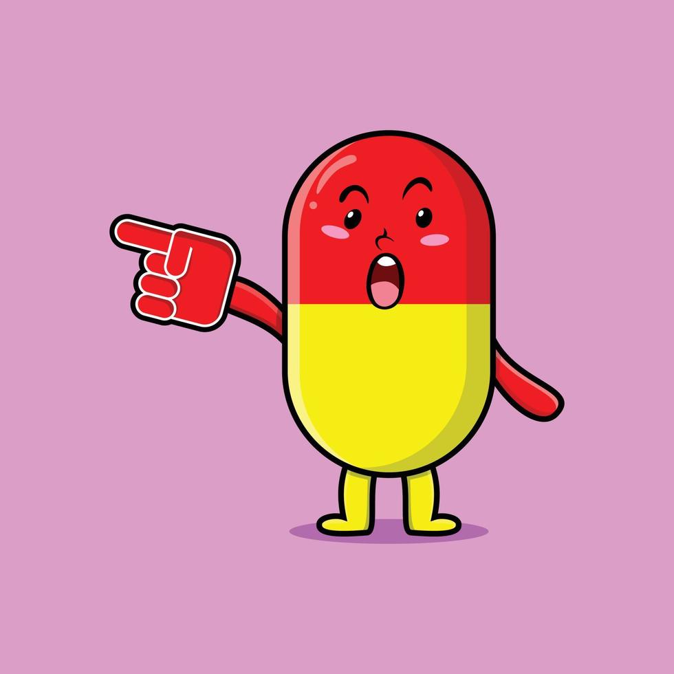 Cartoon Capsule medicine with foam finger glove vector