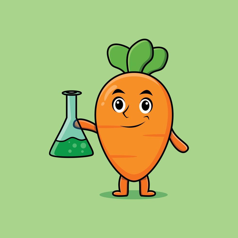 Cute cartoon mascot character carrot as scientist vector