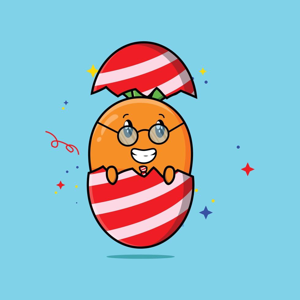 Cute cartoon carrot character out from easter egg vector