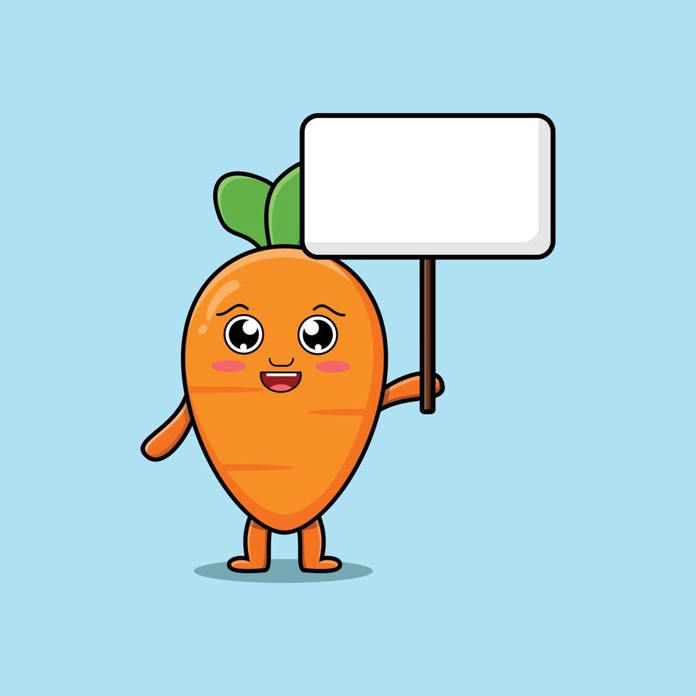 Cute cartoon carrot holding blank board vector
