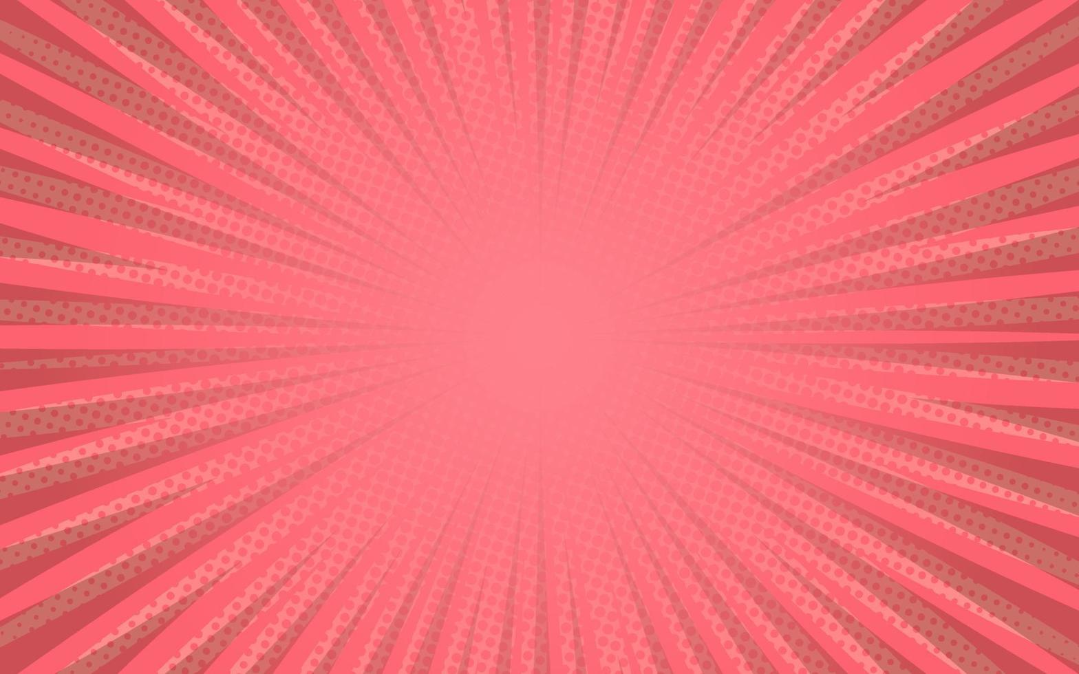 rayos de sol estilo retro vintage sobre fondo rosa, patrón cómico con estallido y medio tono. efecto de explosión de sol retro de dibujos animados con puntos. rayos ilustración de vector de banner de verano