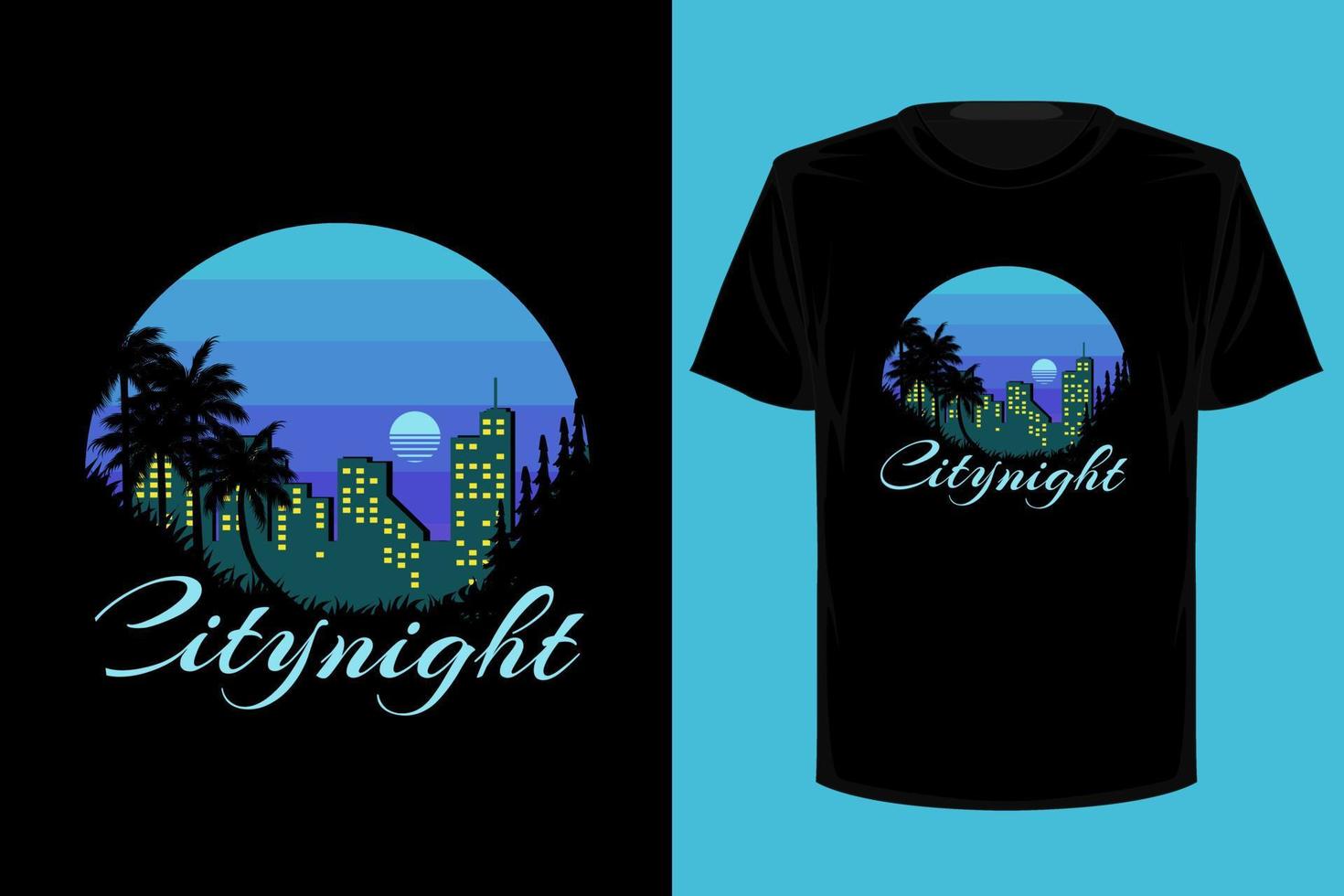 diseño de camiseta vintage retro de la noche de la ciudad vector